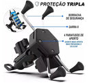 Suporte de garra para celular instalado no guidão